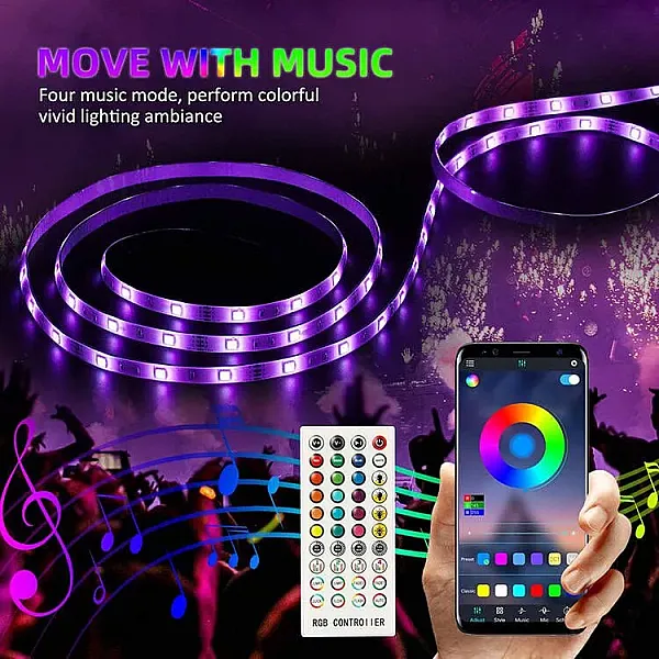 ΣΕΤ ΤΑΙΝΙΑΣ LED RGB 14.4W IP20 MUSIC  BLUETOOTH